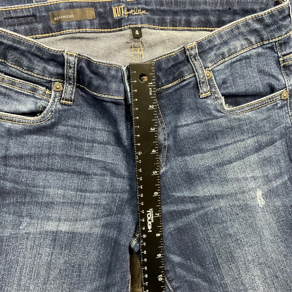 KUT from the Kloth Distressed Straight Boyfriend Jeans Women 4 Medium Wash Blue - Picture 10 of 10